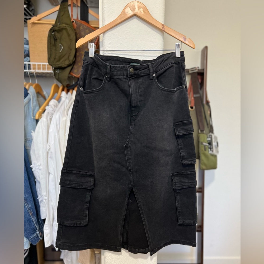 Wild Fable Black Midi Skirt